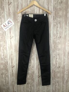 Bonobo Jeans Womens 0 Black Leather Coated Pants Skinny Leg W:24x31 N42